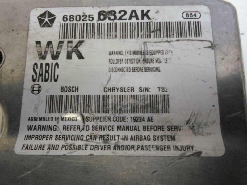 Airbag Control Module Jeep Grand Cherokee 2013 68025632Ak