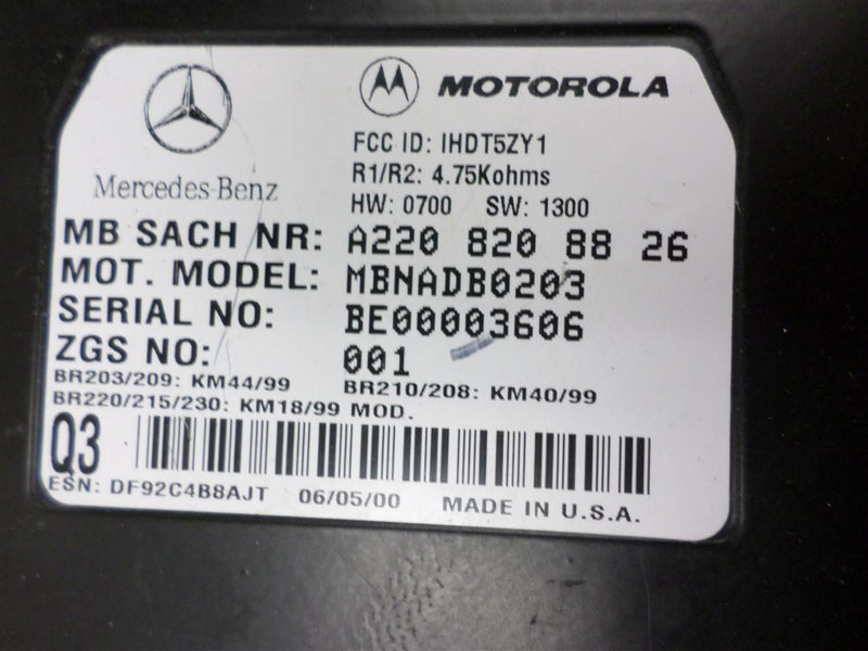 Communication Control Module Mercedes-Benz W220 S-Class S430 2001 2208208826