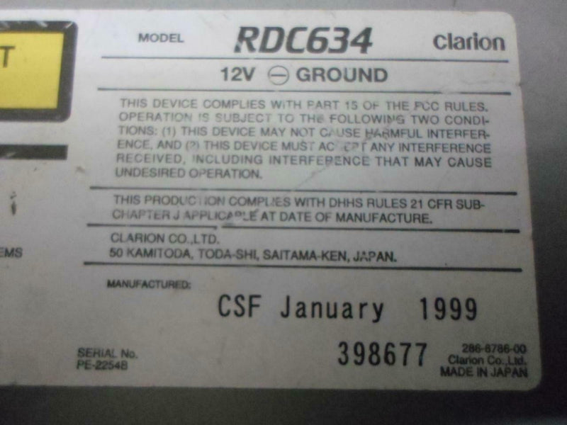 OEM 6 Disc CD Changer Clarion Rdc634 1991 398677