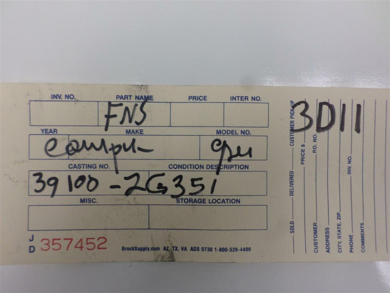 OEM Engine Computer Hyundai Sonata 2009 2010 39100-2G351 PCM ECM ECU