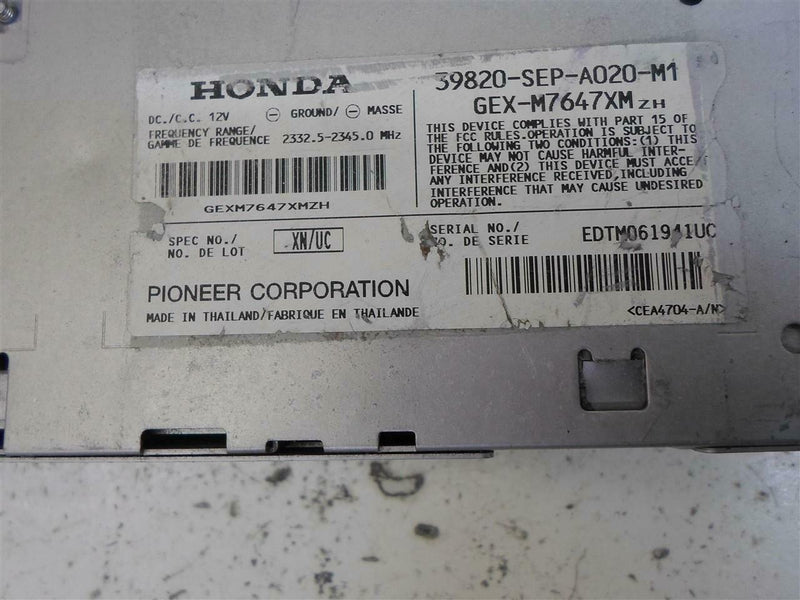 XM Satellite Radio Receiver Control Module 2006 Acura TL 2005 2006 – 39820-SEP-A020-M1