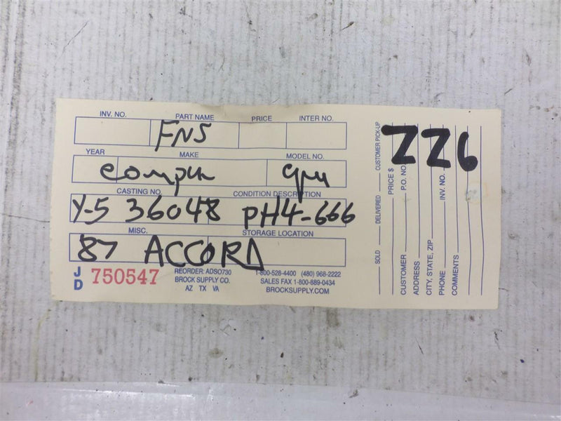 OEM Engine Computer Honda Accord 1986 1987 36048-Ph4-666 PCM ECM ECU