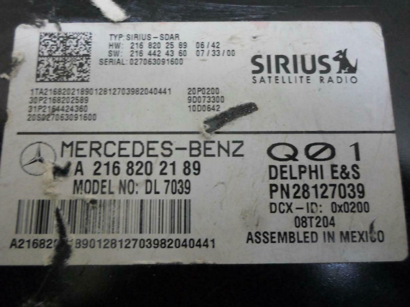 Sirius Satellite Radio Receiver Control Module Mercedes-Benz C-Class 2008 2009 2010 28127039