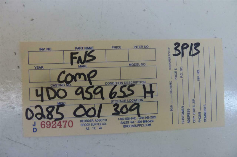 Airbag Control Module Audi A8 1998 1999 4D0 959 655 H 4D0959655H
