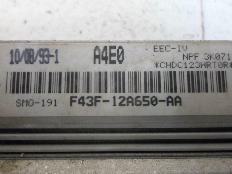 OEM Engine Computer Ford Tempo 1994 F43F-12A650-Aa A4E0 2.3L At PCM ECM ECU