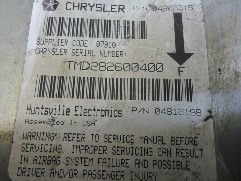 Airbag Control Module Chrysler Cirrus 1997 1998 1999 2000 04602315