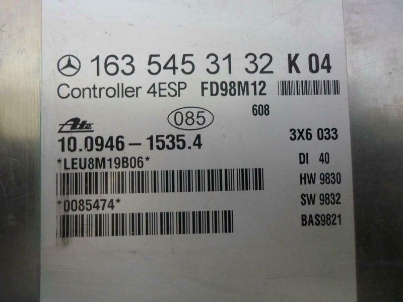 ABS Control Module Mercedes-Benz W163 ML-Class Ml430 1998 1999 1635453132