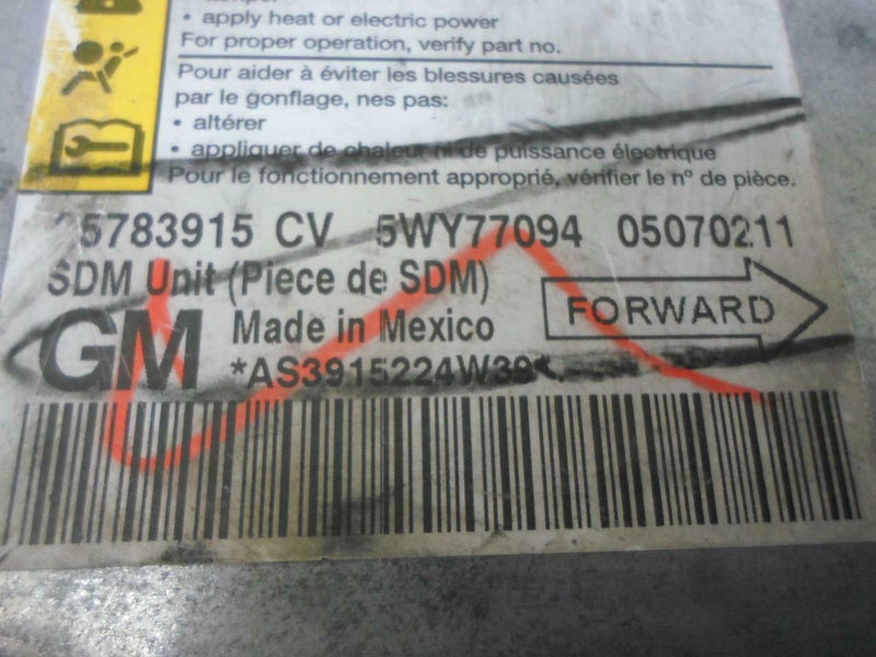 Airbag Control Module Chevrolet Cobalt 2007 25783915